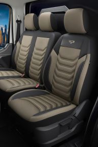 Méretpontos Florida bézs-fekete huzat | Szövet + Ökobőr | Fiat Scudo 2 (2022–2025)