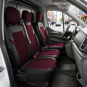 Méretpontos Florida bordó-fekete huzat | Szövet + Ökobőr | RENAULT MASTER 3 (2010–2024)