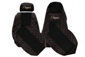 Méretre szabott ELEGANCE Q autóüléshuzatok SCANIA G (01.2005-12.2016) modellhez - állítható utasoldali fejtámla - fekete-piros