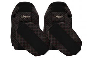 Méretre szabott ELEGANCE Q autóüléshuzatok MAN TGX (01.2007-03.2020) modellhez - normál ülések, nem ISRI - fekete-piros
