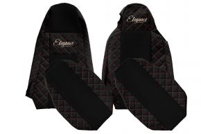 Méretre szabott ELEGANCE Q autóüléshuzatok SCANIA G (01.2013-12.2016) modellhez - STREAMLINE, eltérő ülések - fekete-piros