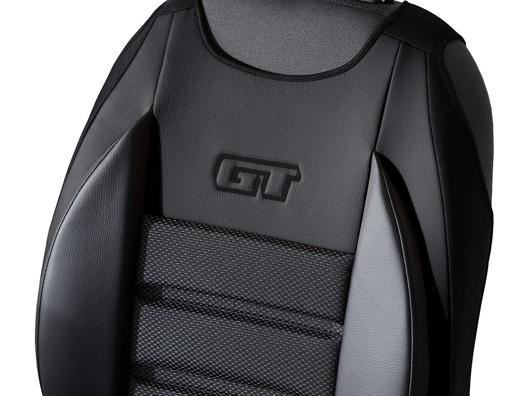 GT Ergonomic háttámla részlete ökobőrrel és kárpitszövettel