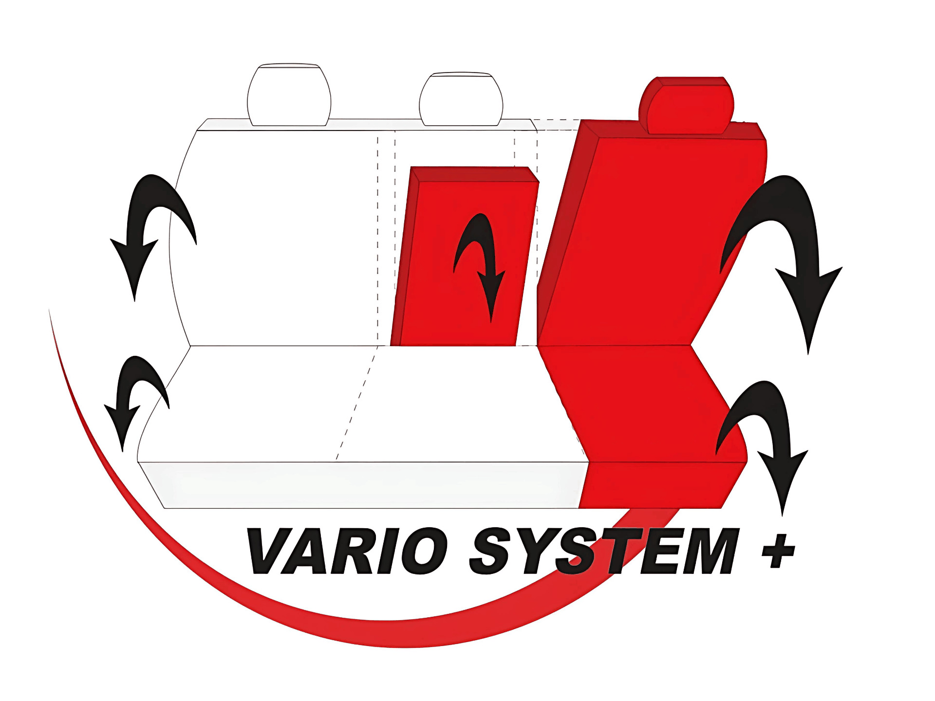 Vario+ rendszer működési vázlata osztott hátsó ülésekhez